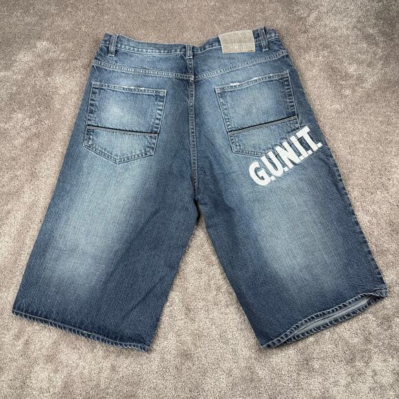 G Unit Denim Jorts Blue Jean Shorts Y2k Size 34 Streetwear Baggy Hip Hop - Picture 1 of 5